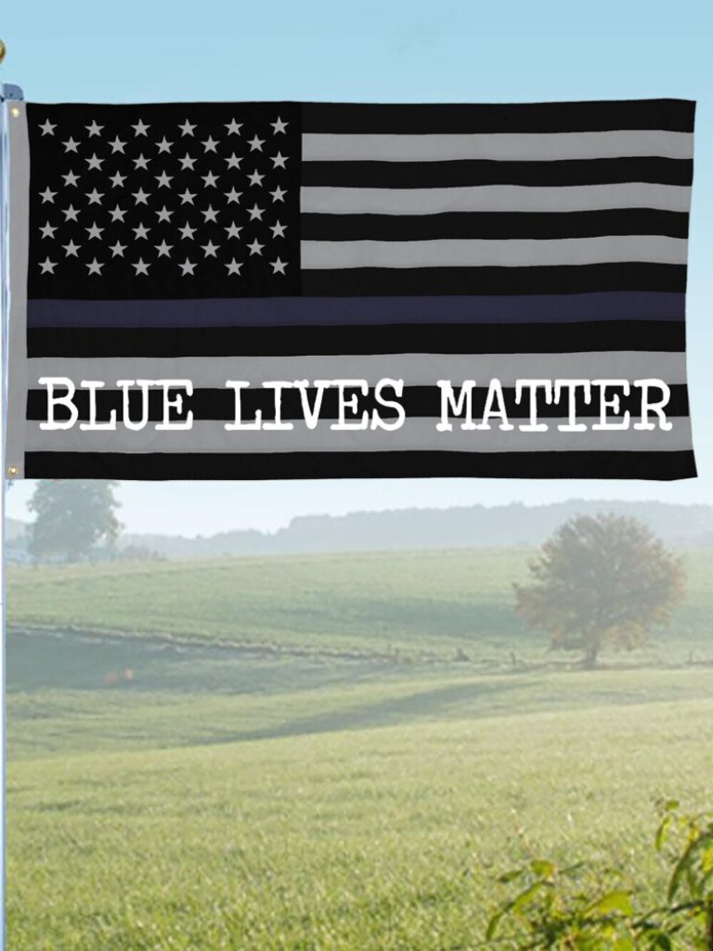 Blue Lives Matter American Flag Black White And Blue 3 by 5 Foot w/ Grommets